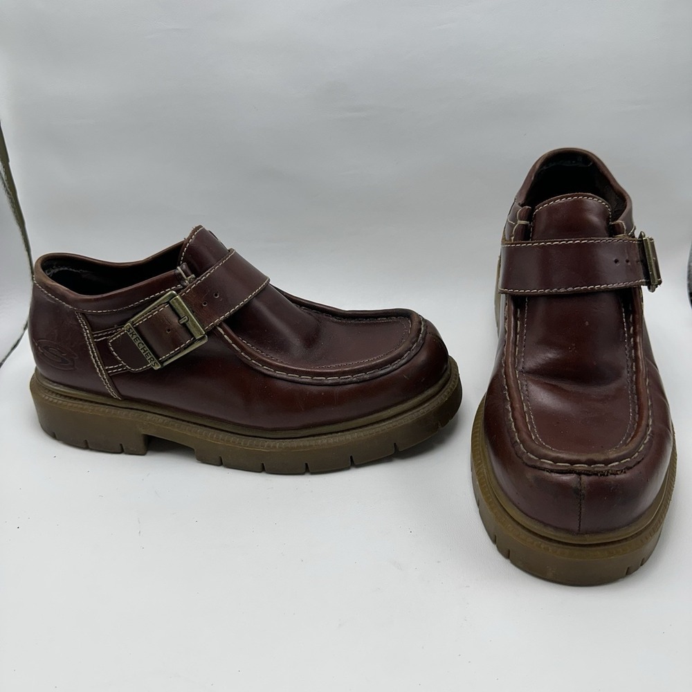 Skechers Buckle Platform Chukka Chunky Lug Shoes Mens Sz 9.5 Y2K 90s Brown